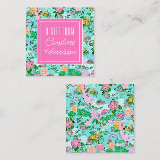 フロリダマップ名門私立校風のパームビーチパターンプリント ノートカード (正面/裏面)