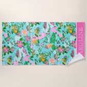 フロリダマップ名門私立校風のパームビーチパターンプリント ビーチタオル (正面)