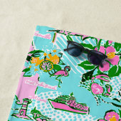 フロリダマップ名門私立校風のパームビーチパターンプリント ビーチタオル (インサイチュ)