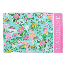 フロリダマップ名門私立校風のパームビーチパターンプリント 枕カバー