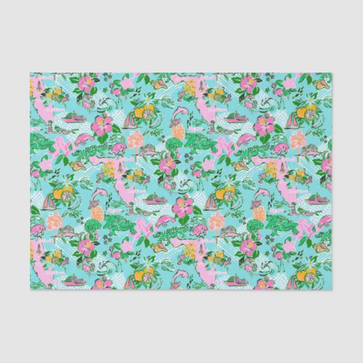 フロリダマップ名門私立校風のパームビーチパターンプリント 薄葉紙 (正面)