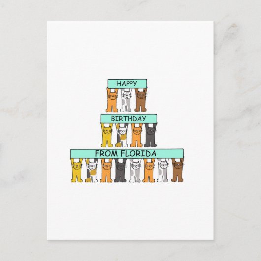 フロリダマンガキャッツのハッピーバースデー ポストカード (正面)