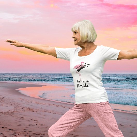 フロリダリタイアゴルフテーマフラミンゴデザイン Tシャツ