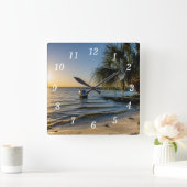 フロリダリーリーニングパームツリーサンセットウォールクロック スクエア壁時計 (ホーム)