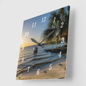 フロリダリーリーニングパームツリーサンセットウォールクロック スクエア壁時計 (傾斜)