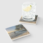 フロリダリーリーニングパームツリーサンセットストーンコースター ストーンコースター (横)