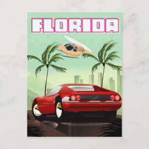 フロリダレッドのレトロスポーツカー ポストカード