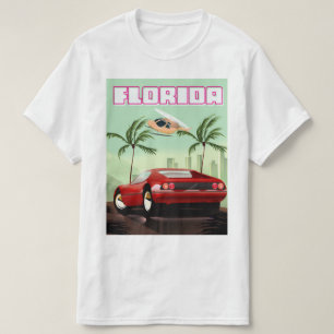 フロリダレッドのレトロスポーツカー Tシャツ