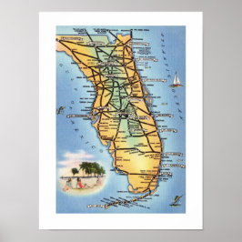 フロリダロードマップ12x16ポスタープリント ポスター