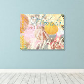 フロリダヴィンテージトラベルビーチシーシェルアート キャンバスプリント (インサイチュ (ウッドフロア))