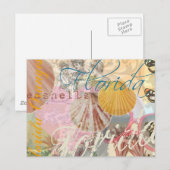 フロリダヴィンテージトラベルビーチシーシェルアート ポストカード (正面/裏面)