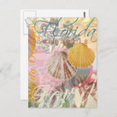 フロリダヴィンテージトラベルビーチシーシェルアート ポストカード (正面/裏面)