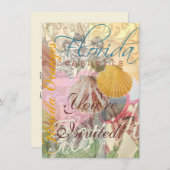 フロリダヴィンテージトラベルビーチシーシェルアート 招待状 (正面/裏面)