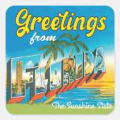 フロリダヴィンテージ旅行からの挨拶 スクエアシール (正面)