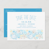 フロリダ予算ビーチ結婚式保存日付 案内ポストカード (正面/裏面)