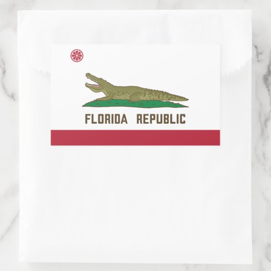 フロリダ共和国アリゲーター国旗のワニ 長方形シール (バッグ)