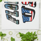 フロリダ写真と米国国旗の文字 キッチンタオル (折り畳み)