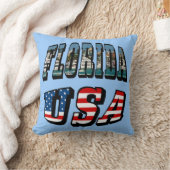 フロリダ写真と米国国旗の文字 クッション (ブランケット)