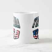 フロリダ写真と米国国旗の文字 ジャンボコーヒーマグカップ (正面)