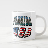 フロリダ写真と米国国旗の文字 ジャンボコーヒーマグカップ (右)