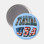 フロリダ写真と米国国旗の文字 マグネット (正面/裏面)