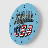 フロリダ州とアメリカの国旗テキスト ラージ壁時計 (傾斜)