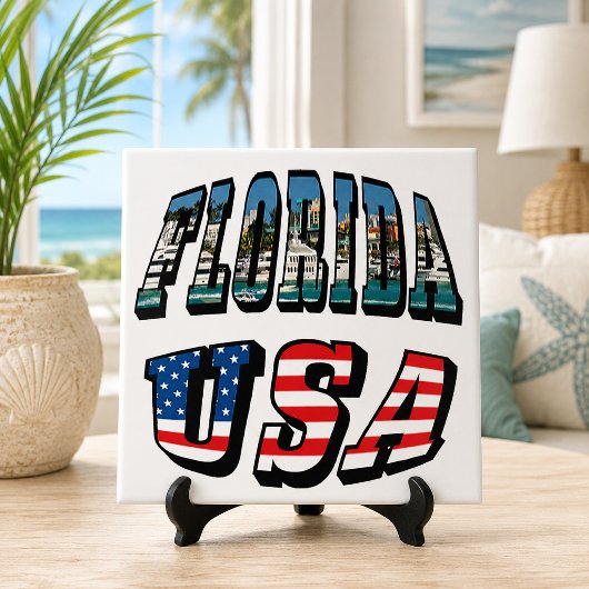 フロリダ州とアメリカ合衆国旗のテキスト タイル