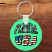 フロリダ州と米国国旗の文字 キーホルダー (正面)