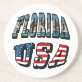 フロリダ州と米国国旗の文字 コースター (正面)