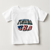 フロリダ州と米国国旗の文字 ベビーTシャツ (正面)