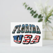 フロリダ州と米国国旗の文字 ポストカード (スタンド正面)
