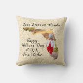フロリダ州に住む古い地図州の形をした写真 クッション (正面)