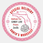 フロリダ州のサンタから子どもへの特別な配達 ラウンドシール (正面)