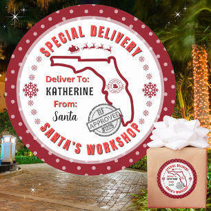 フロリダ州のサンタから子どもへの特別な配達 ラウンドシール