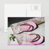 フロリダ州のピンクの砂色のフリップフロップサンダルビーチ ポストカード (正面/裏面)