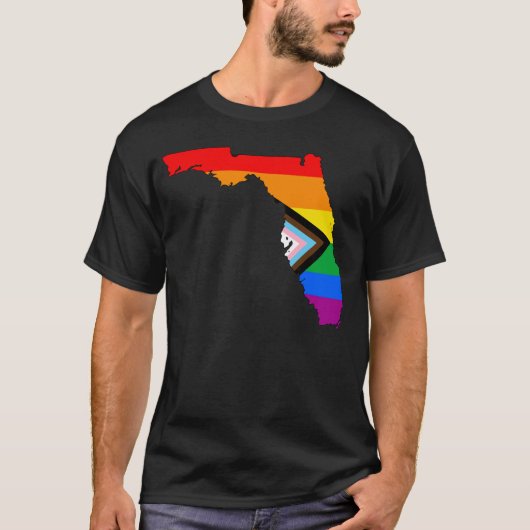 フロリダ州のプライドLGBTQプログレスプライド Tシャツ (正面)