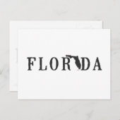 フロリダ州の地図の形の文字　ステート　ワードアート　ブラック ポストカード (正面/裏面)