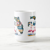 フロリダ州の地図トロピカルピンクフラミンゴ コーヒーマグカップ (中央)