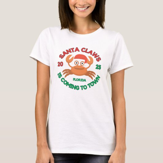 フロリダ州の女性用クリスマスサンタクローTシャツ Tシャツ (正面)