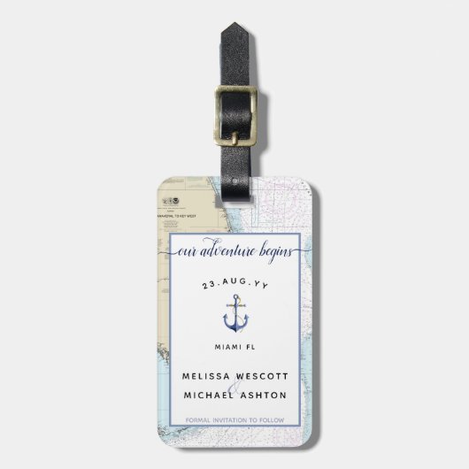 フロリダ州の目的地の結婚式の日付を保存 ラゲッジタグ (正面縦)