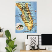 フロリダ州の道路地図 ポスター (ホームオフィス)