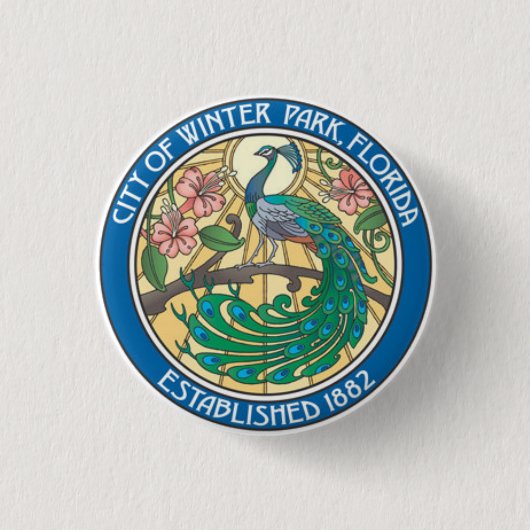 フロリダ州ウィンターパークのシール 缶バッジ (正面)