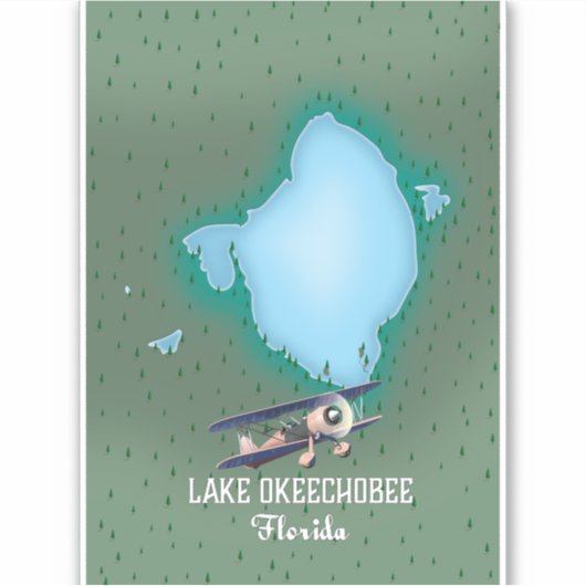 フロリダ州オキチョビー湖の地図 シール (正面)