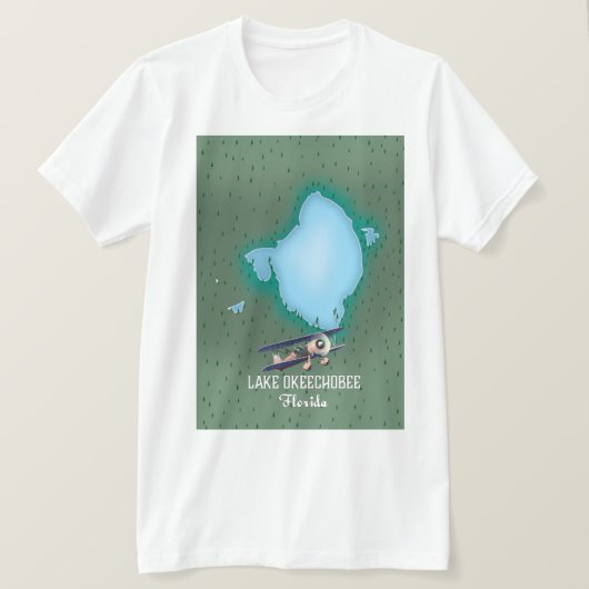 フロリダ州オキチョビー湖の地図 Tシャツ (デザイン正面)