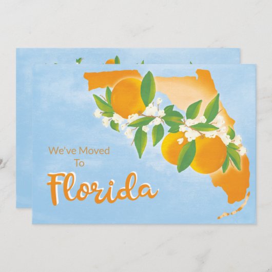 フロリダ州オレンジの花々が新しい住所を移動 案内状 (正面/裏面)