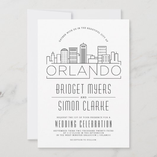 フロリダ州オーランド結婚ズ |スタイル化されたスカイライン招待状 招待状 (正面)
