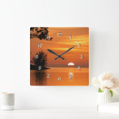 フロリダ州キーウェストの夕焼け スクエア壁時計 (ホーム)