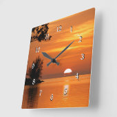 フロリダ州キーウェストの夕焼け スクエア壁時計 (傾斜)