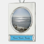 フロリダ州ココアビーチ シルバープレートバナーオーナメント (左)