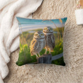 フロリダ州サニベル島のミミズクのつがい クッション (ブランケット)
